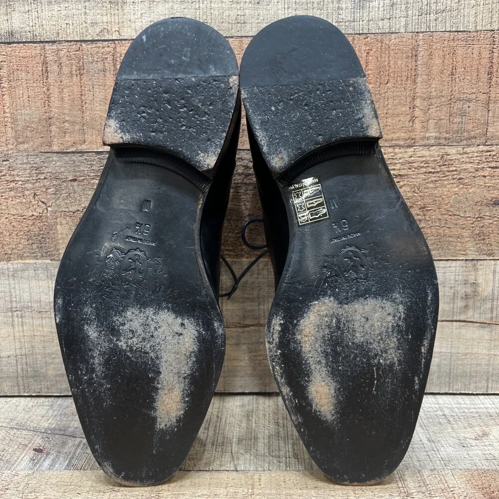 Bruno Magli Mens Black Leather Cap Toe Dress Shoes Size 6.5 UK 8.5 US